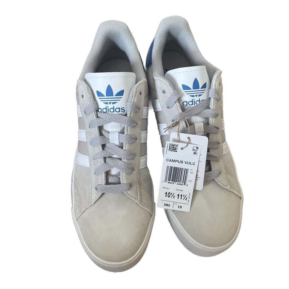 Adidas Men's Campus Vulc Grey Blue White Soccer Skate Shoes White Size 10.5 NIB
